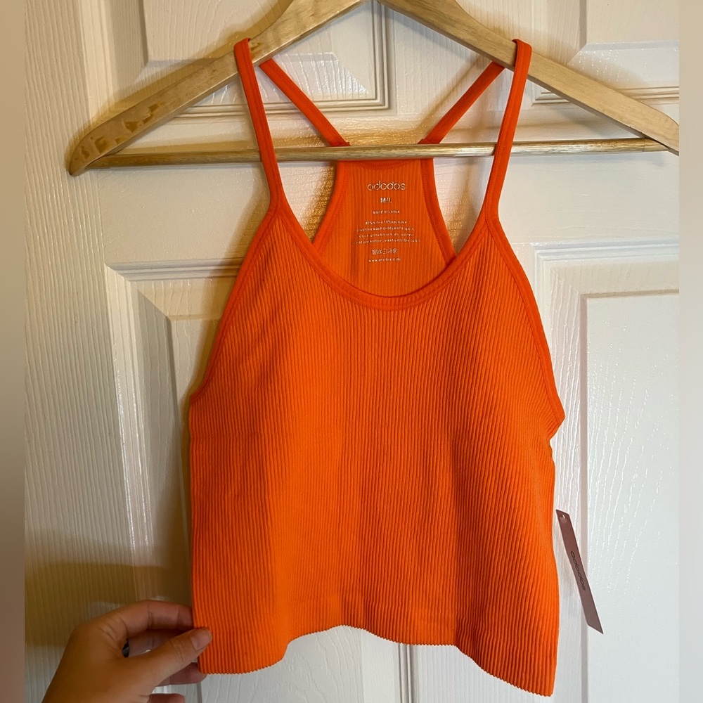 Ododos Women's Bright Orange Ribbed Crop Top
